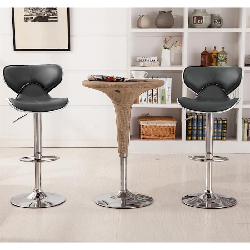 Upholstery Adjustable Swivel Barstool w/ Chrome Base (Set of 2)