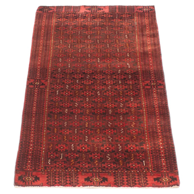 ECARPETGALLERY Hand-knotted Baluch Red Wool Rug - 2'10 x 6'2