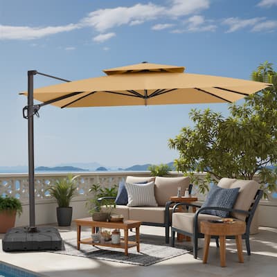 VredHom Patio Outdoor 11 x 11 FT Cantilever-Offset Umbrella with HDPE Base