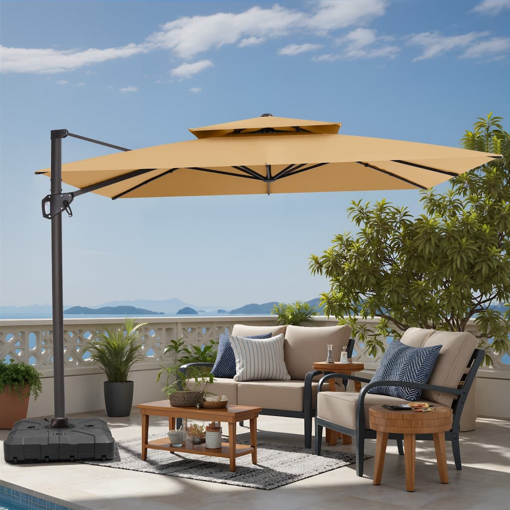 VredHom Patio Outdoor 11 x 11 FT Cantilever-Offset Umbrella with HDPE Base