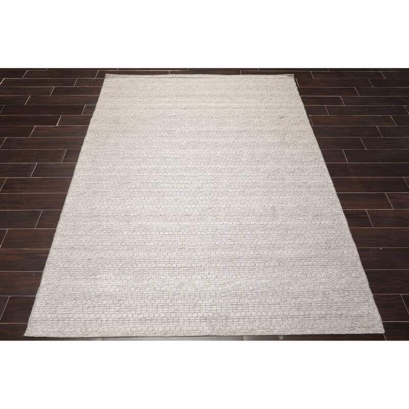 Hand Woven Gray, Flatweave Wool Traditional Oriental Area Rug
