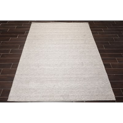 Hand Woven Gray, Flatweave Wool Traditional Oriental Area Rug