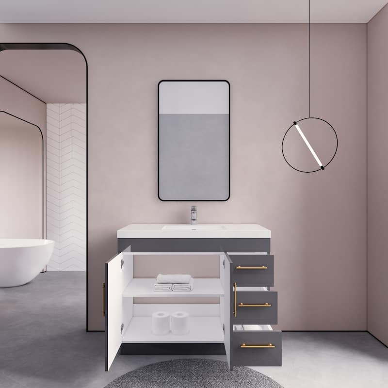 Eliza 42'' Freestanding Vanity (Right Drawers) with Single Sink
