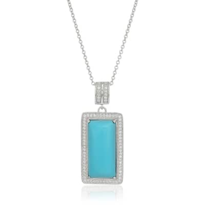925 Sterling Silver Sonora Beauty Turquoise and Created White Sapphire Pendant