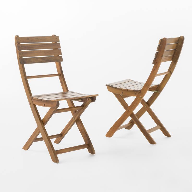 Outdoor Acacia Wood Folding Dining Chairs Set of 2