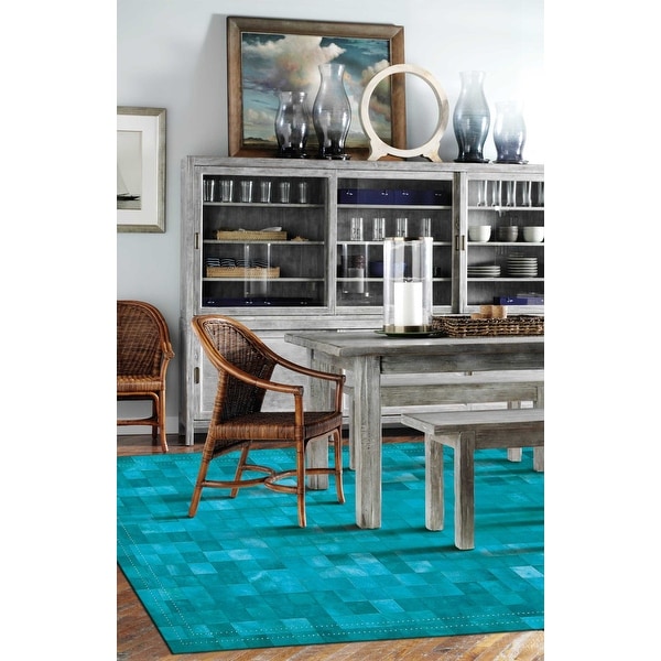 Nourison Vivid Textured Over-dyed Hair on Hide Modern Patchwork Area Rug. Opens flyout.