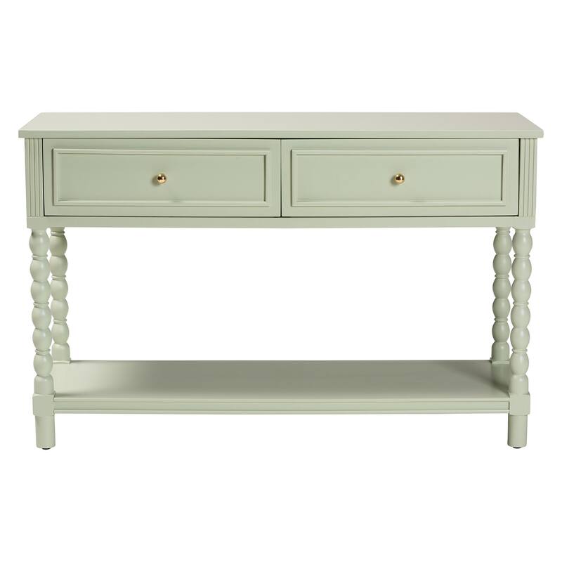Karnia Console Table with Spindle Legs - 2-Drawer Accent Table with Turned Detailing and Open Shelf Storage