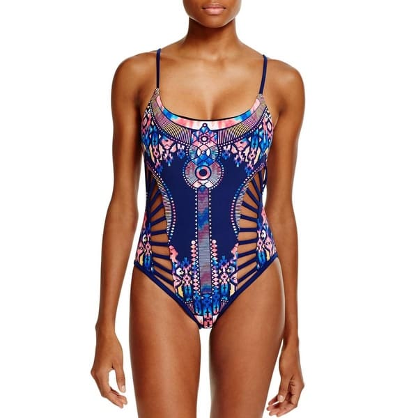 Shop Red Carter Womens Printed Cut Out One Piece Swimsuit