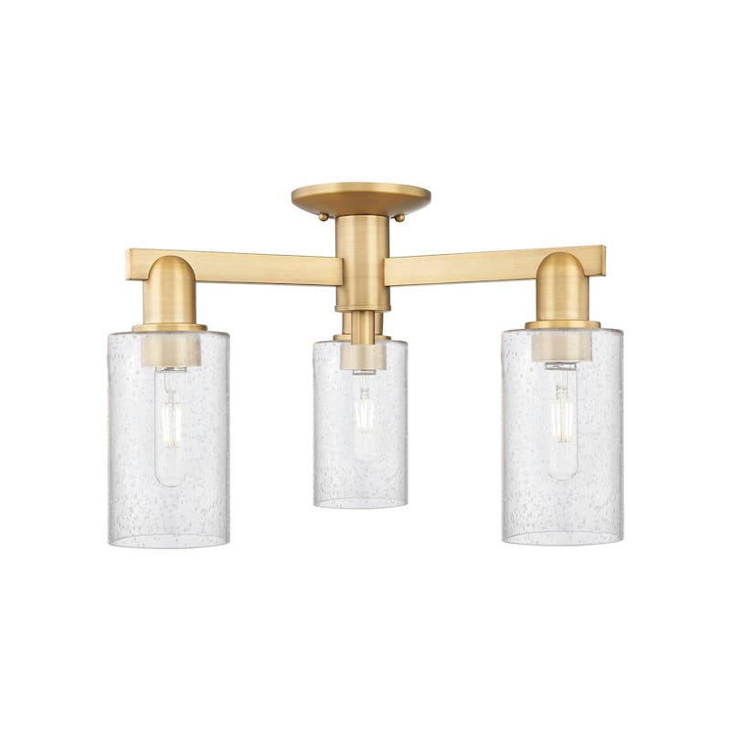Innovations Lighting 716-3F-11-22 Clymer Semi-Flush Clymer 3 Light 22" - Brushed Brass / Seedy