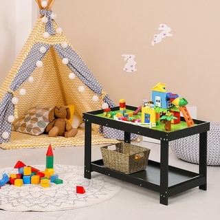 Gymax Patented Wood Kids Activity Play Table Block Table Multifunction - 32.5'' x 17'' x 19.5''