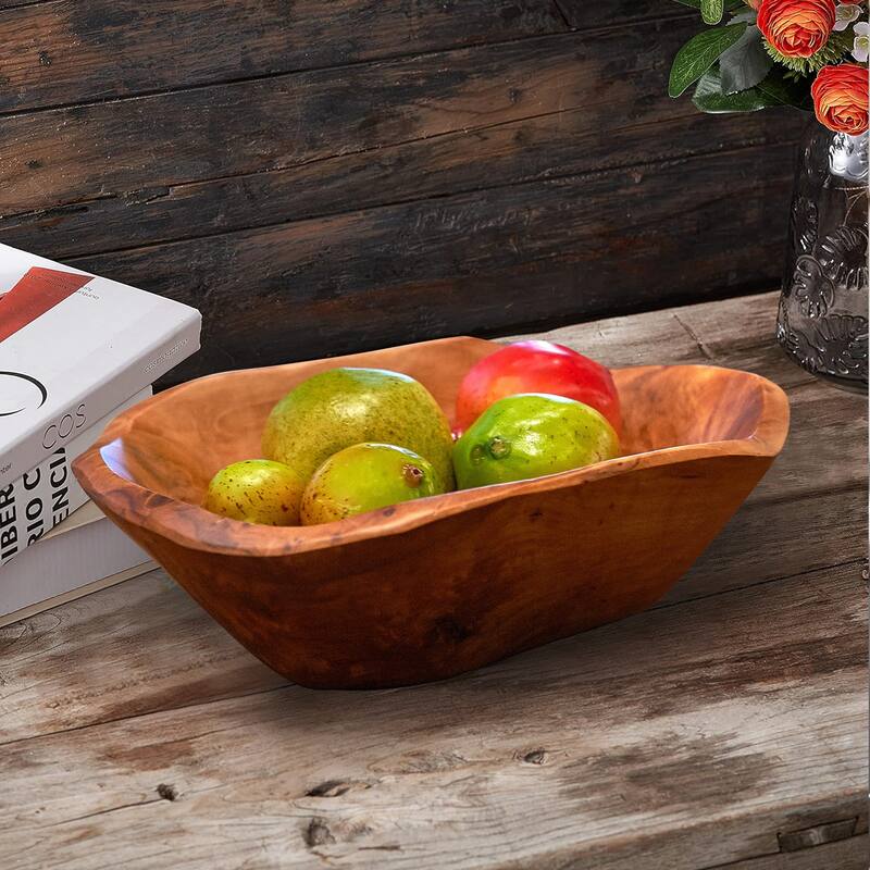 Greenage Cedar Fruit Bowl, Wooden Storage Natural Crafts Serving Bowls