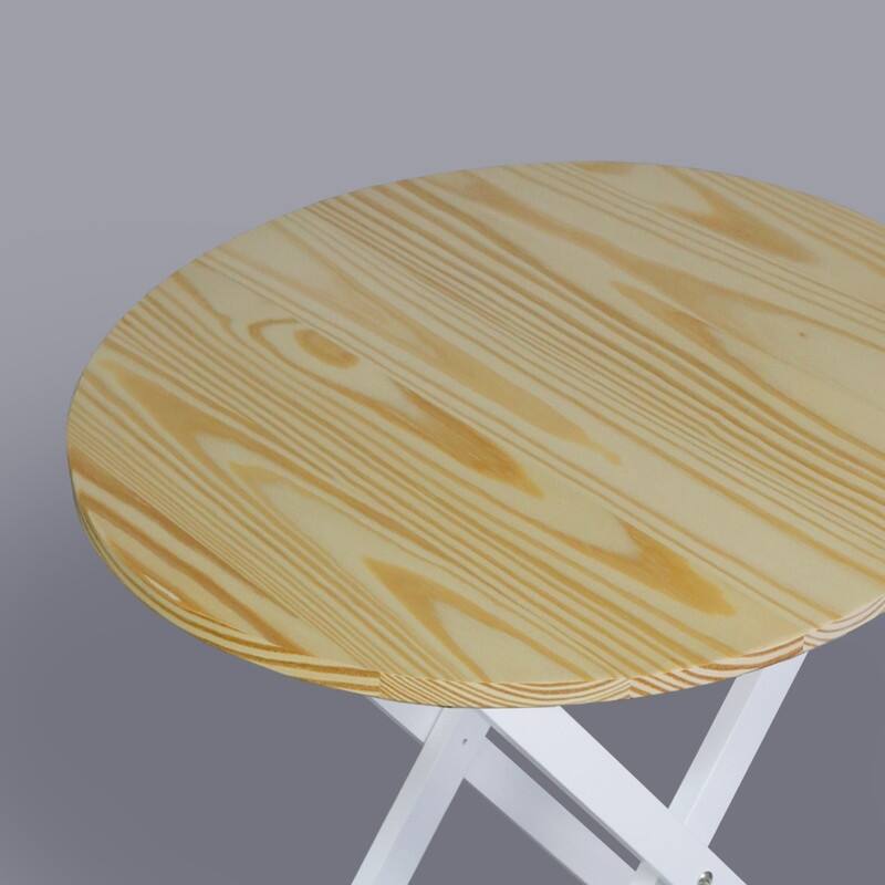 No Assembly Required 23.5 in W Solid Wood Round Folding Narrow Dining Table