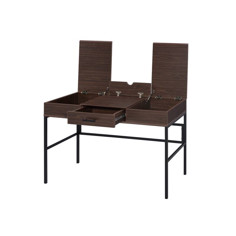Verster Oak & Black Finish Writing Desk W/USB - Black,Oak
