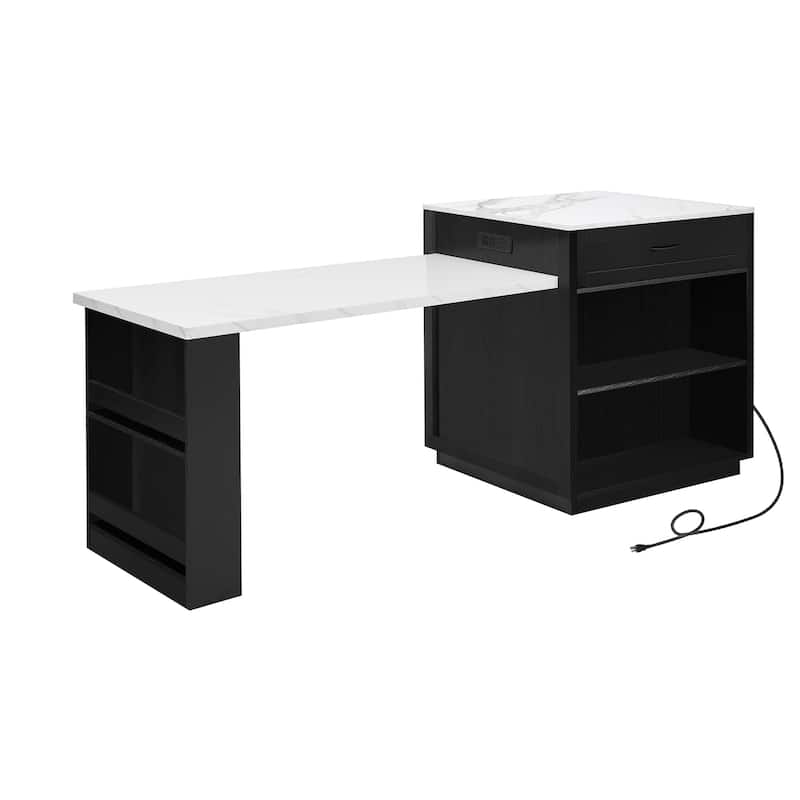 Tinny MDF Kitchen Island with Extendable Dining Table(32-in x28-in x36-in)