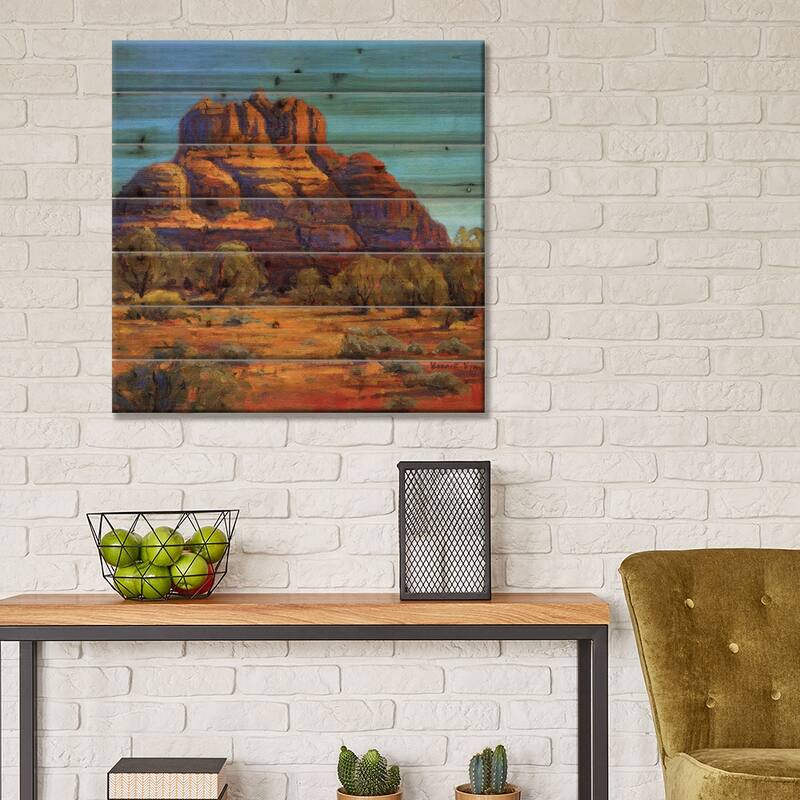Bell Rock Print On Wood by Konnie Kim - Multi-Color