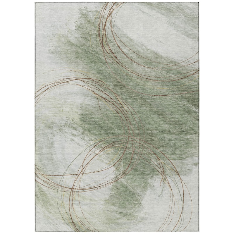 Machine Washable Indoor/ Outdoor Abstract Modern Chantille Rug
