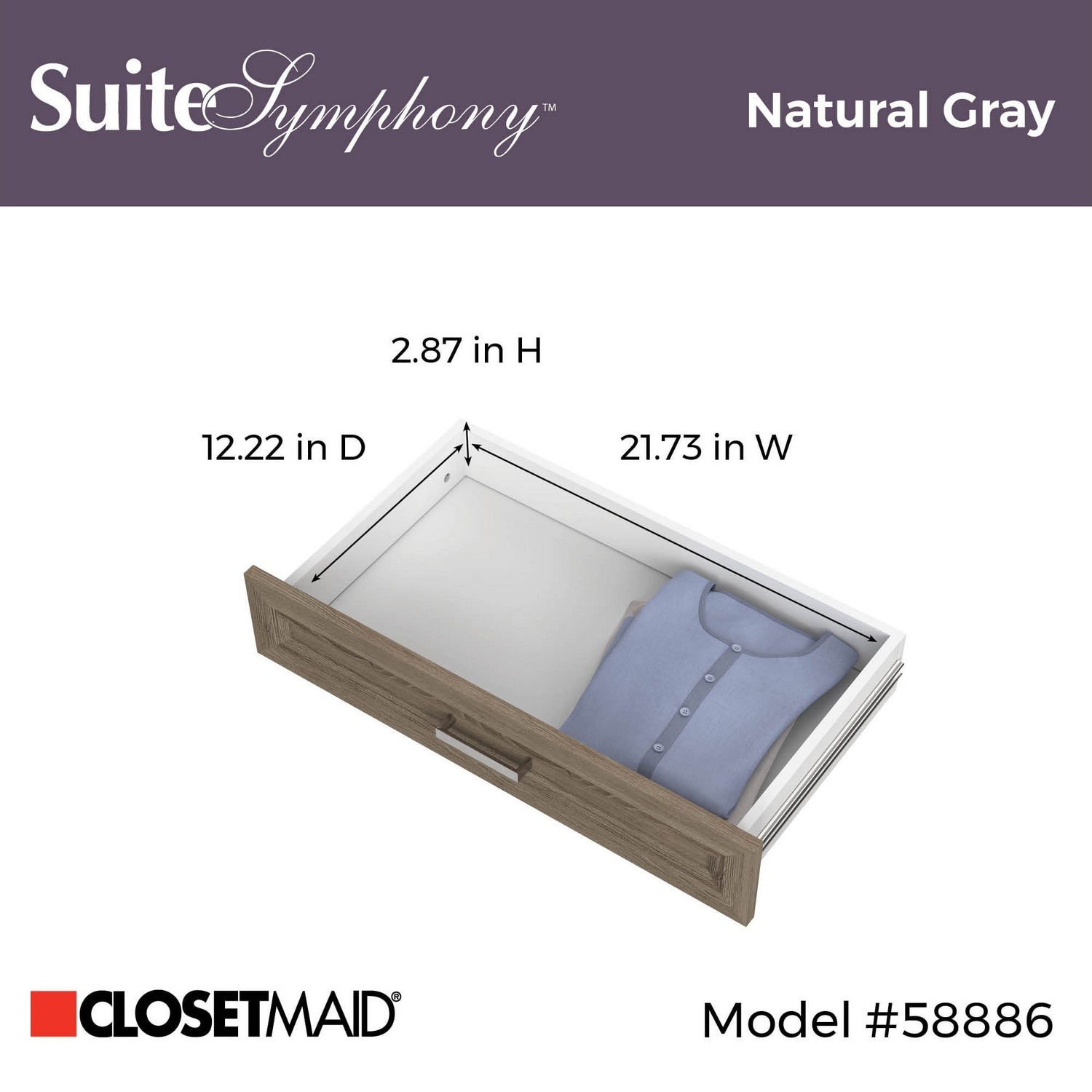 ClosetMaid SuiteSymphony 25-inch Wide x 5-inch High Drawer - On