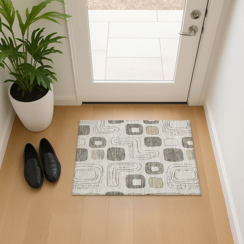 Premium Washable Super Soft Contemporary Elements Mayfield Rug - Beige - 1'8" x 2'6"