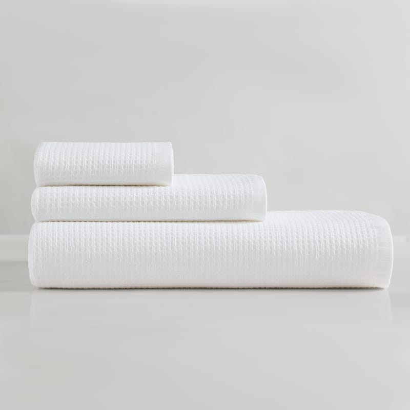 Calvin Klein Eternity Solid Cotton Towel Set - White - 3 Piece Set
