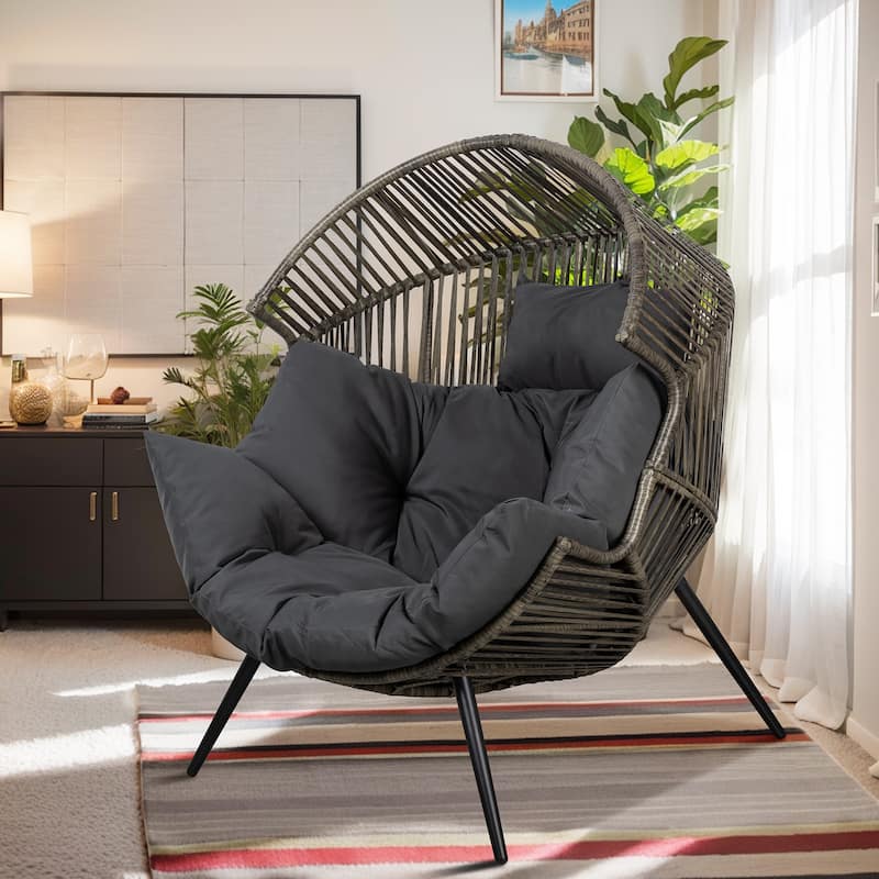 Futzca Wicker Egg Chair with Cushion