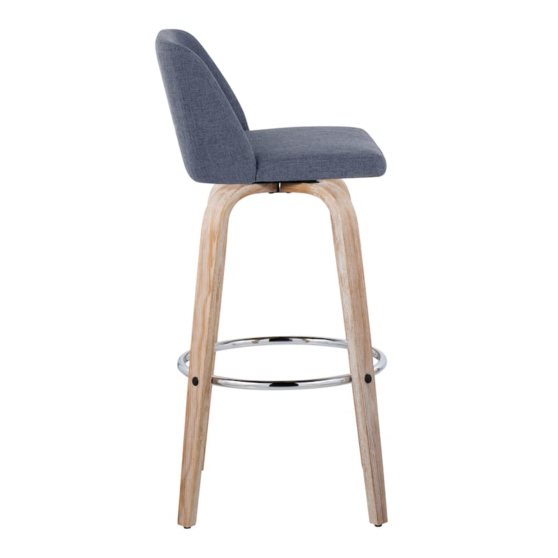 The Gray Barn Vallberga 30" Fixed-Height Bar Stool with White Washed Wood Base (Set of 2)