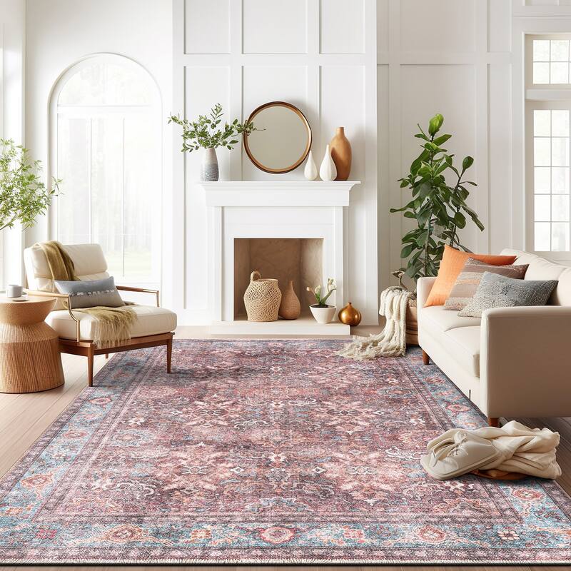 World Rug Gallery Transitional Distressed Vintage Machine Washable Area Rug