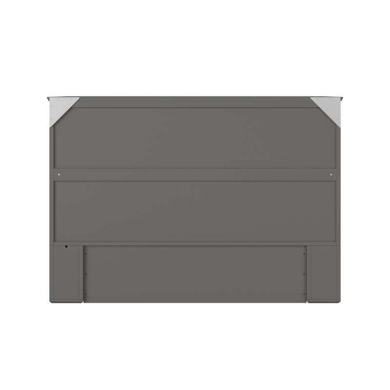 Murphy Bed Chest Full Size - Memory Foam Mattress & USB Charging - Grey Compact Space Saver