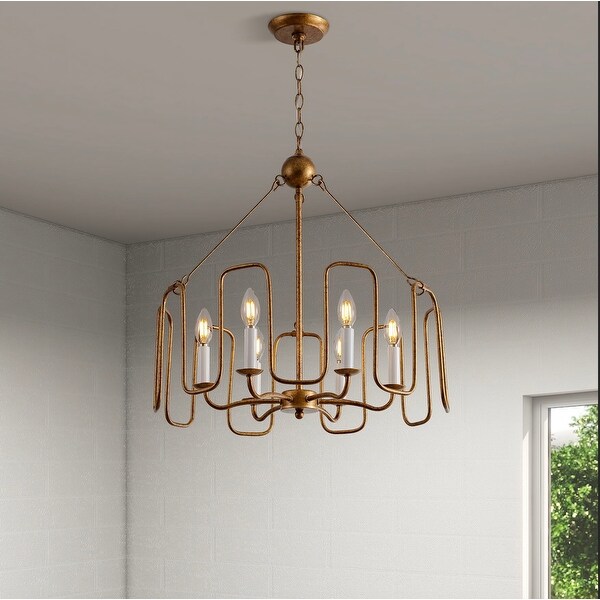 Erica 21 in. 6 Light Rustic Gold Drum Chandelier for Living Room