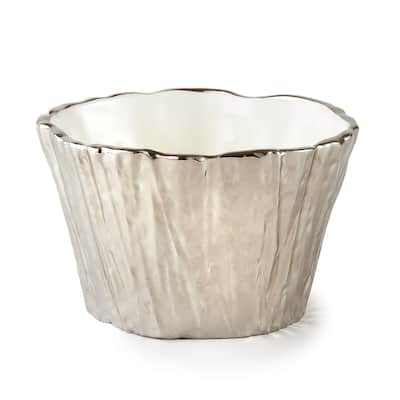 Botanic Collection Titanium Porcelain Tree Bark Bowl 5" Silver