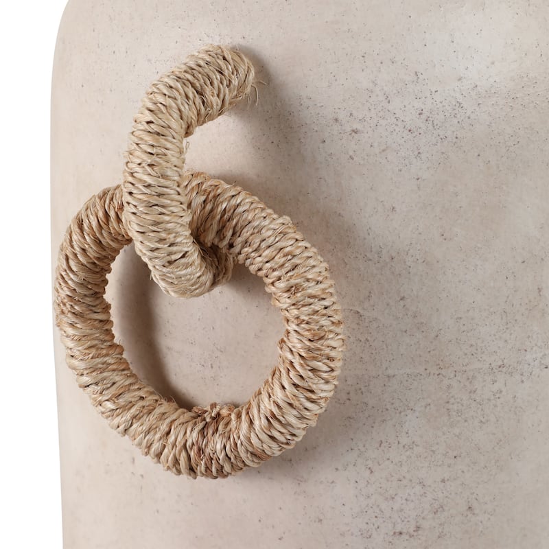 Pottery Jute Decorative Vase Rustic Wrapped Handles Clay Design