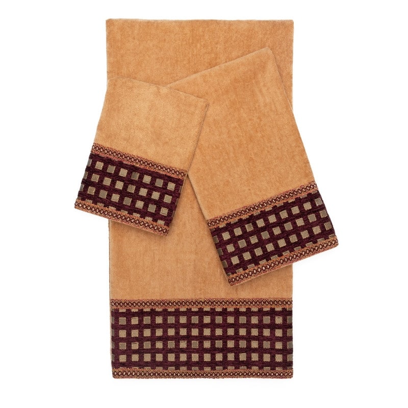 Austin Horn Classics Trackless Gimp Black 3-piece Decorative Towel Set - N/A - Gold