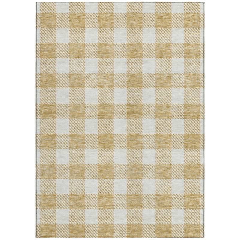 HomeRoots Plaid Transitional Rectangle Outdoor Rug
