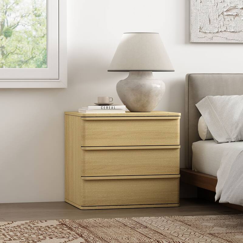 Manhattan Comfort Molly 26" Nightstand (3-Drawer) - Natural Oak