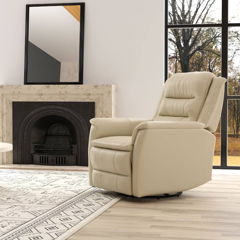 Swivel Glider Recliner With Manual Footrest In Madras - Eggshell