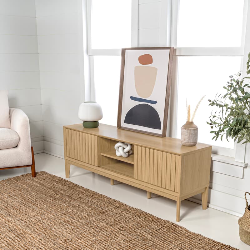 Damien 58 in. Farmhouse 3-Storage Sliding Door TV Stand Fits TVs up to 65 in. with Cable Management, by JONATHAN Y - 58"