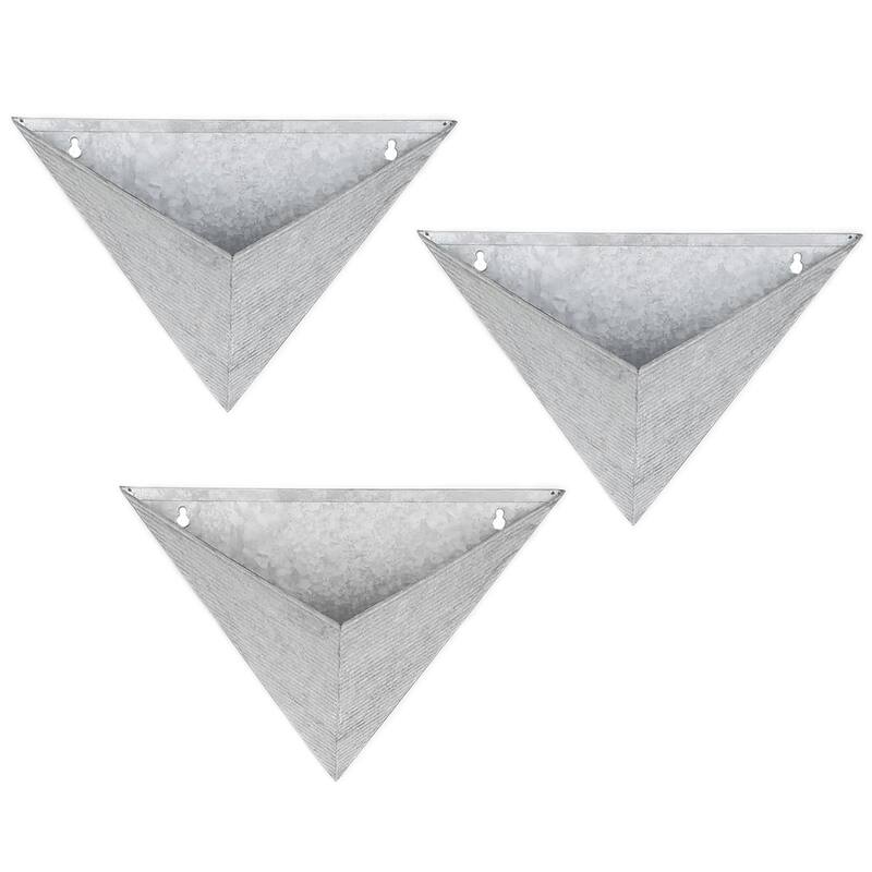 Triangular Living Wall Mounted Galvanized Steel/Zinc Succulent/Herb Planter - Indoor/Outdoor Living Art Potting Vessel
