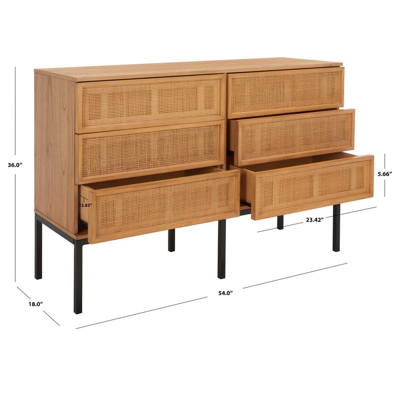 SAFAVIEH Audrey 6 Drawer Rattan Dresser