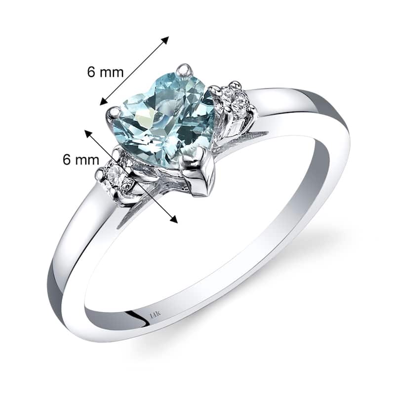 14k White Gold 0.75ct Aquamarine and Diamond Ring