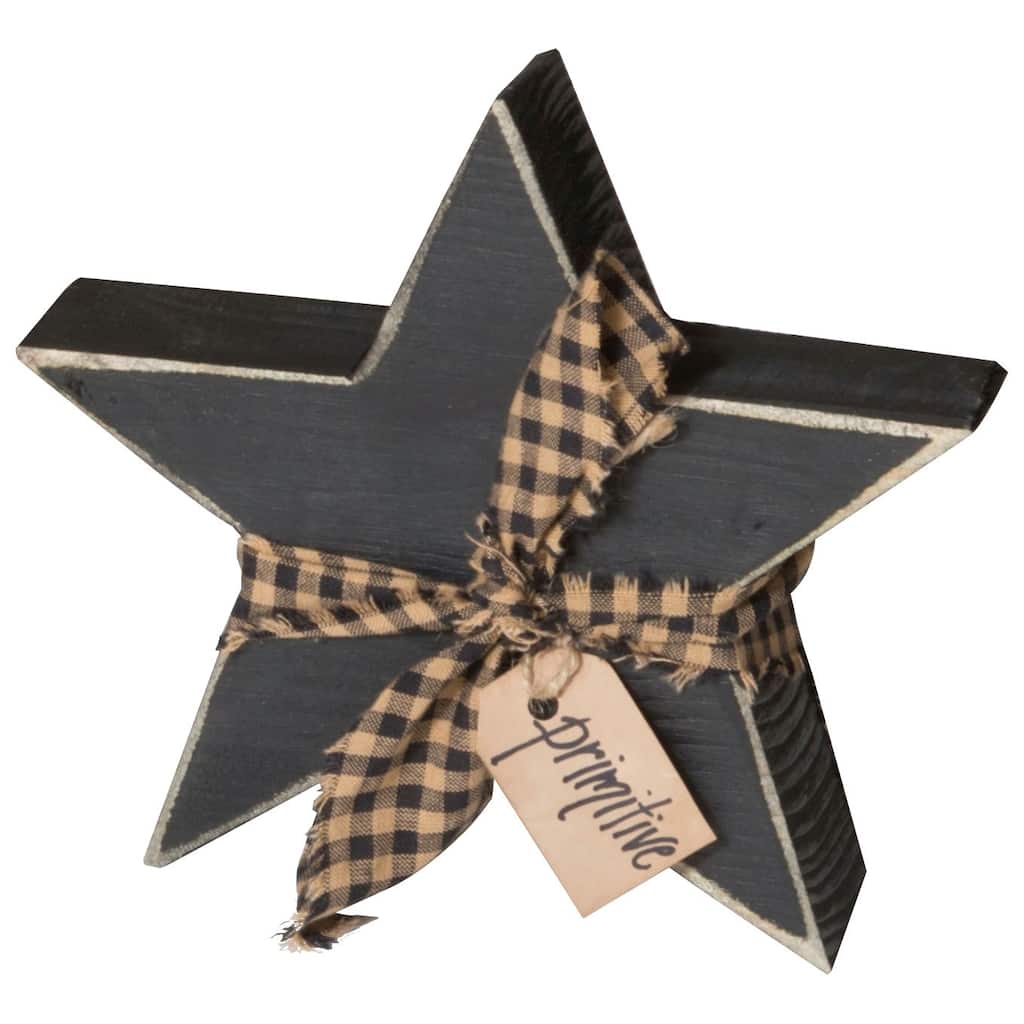 Farmhouse Chunky Star with Tag Decoration