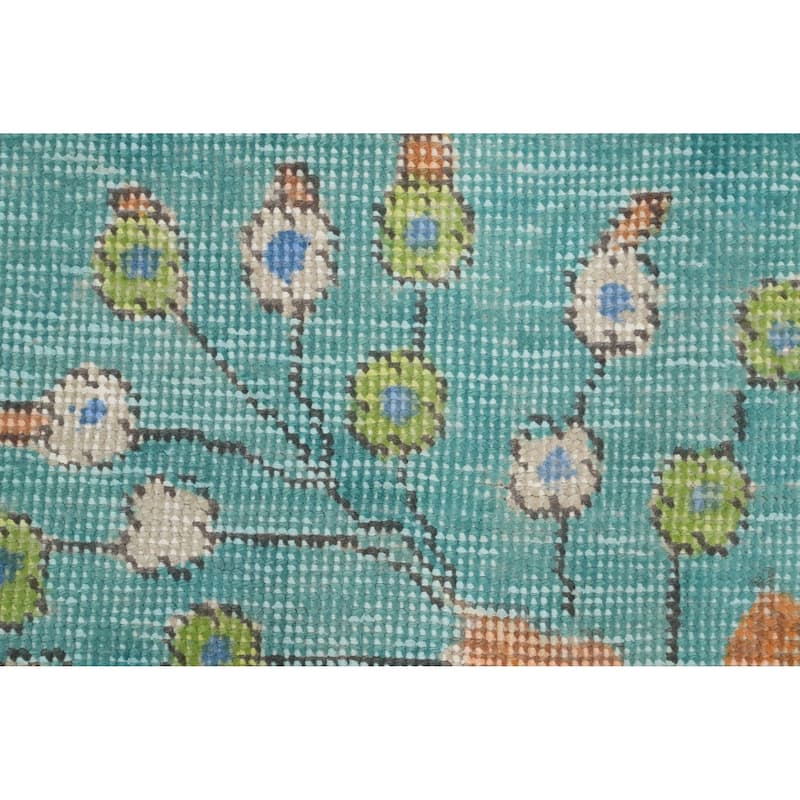 Hand Knotted Oriental 100% Wool Carpet Traditional Floral Green Tabriz Area Rug - 10' 6'' X 7' 9''