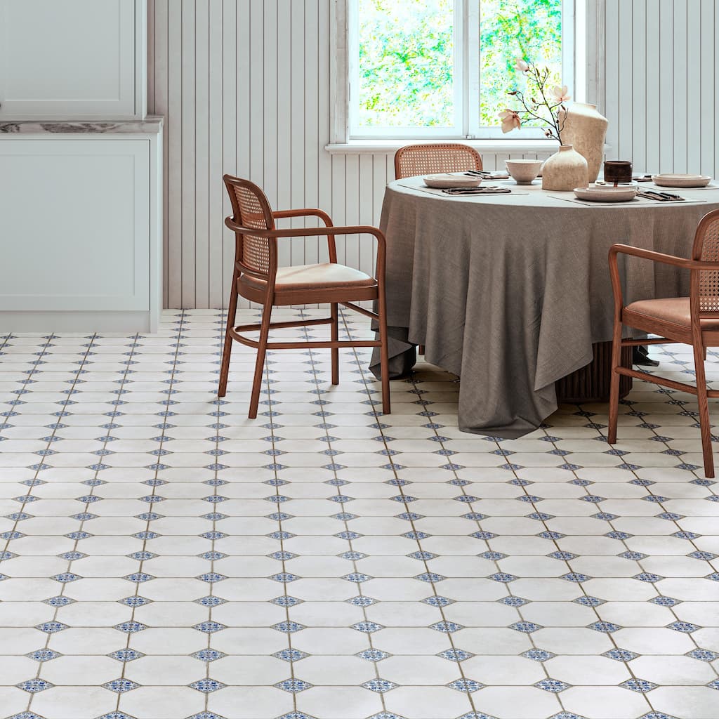 Merola Tile Englishtown Blue 12-7/8" x 12-7/8" Porcelain Floor and Wall Tile