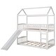 preview thumbnail 20 of 23, Modern Roof Design Twin over Twin Solid Pine Wood Bunk Bed with Full Length Guardrail, Side Ladder and Slide
