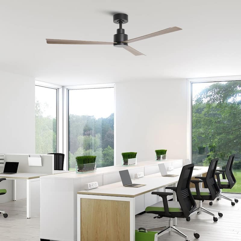 52-inch Transitional DC Motor Black Remote Indoor Ceiling Fan without Lights