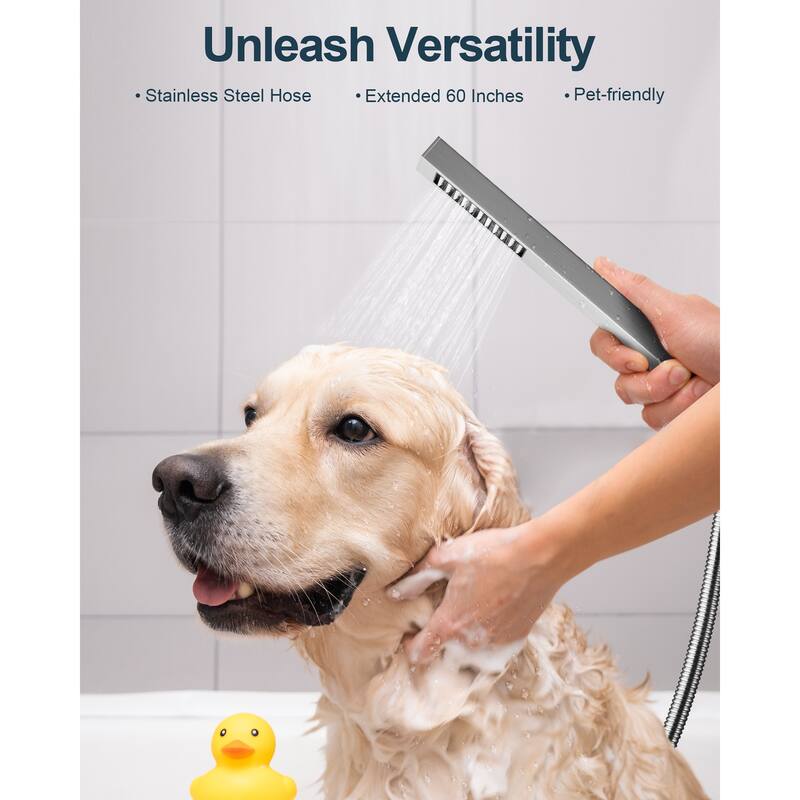 GRANDJOY Thermostatic Shower System Rainfall Dual Shower Heads 12 inch Ceiling and Wall Mount Body Jets Handheld Spray Combo