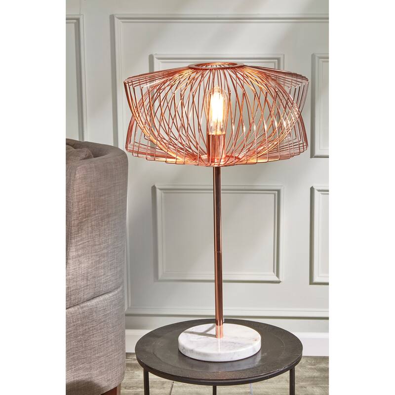 Sagebrook Home Rose Gold Modern Glam Metal Table Lamp, 28 Inch - 18" x 18" x 28"