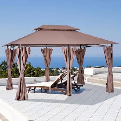 Outsunny 2-tier Steel Garden Gazebo with Vented Soft Top Canopy