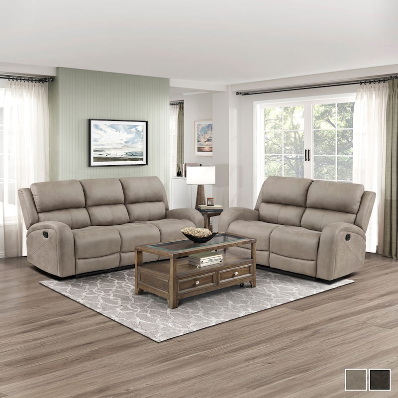 Fremont & Park Mabel Polished Microfiber 2-Piece Manual Reclining Sofa Set