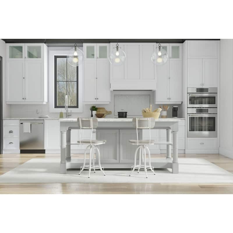Adjustable Barstool with Curved Seat Back - 38.25" - White