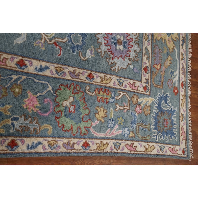 All-Over Oushak Oriental Area Rug Hand-Knotted Wool Carpet - 8'1"x 9'8"