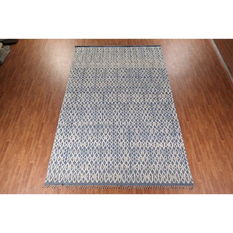Trellis Moroccan Large Modern Area Rug Hand-Knotted Wool Carpet - 9'7" x 14'8"